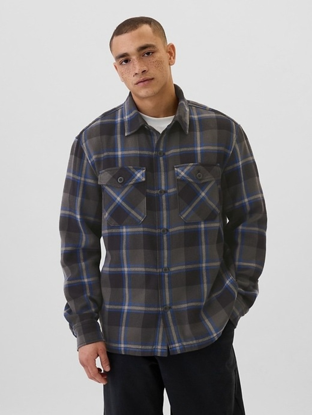 GAP Relaxed Plaid Flannel Shirt Jacket Size M